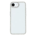 Til iPhone 17e / 16e cover med rhinstenskant, glimmerbagside TPU + PC IMD telefoncover