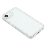 Til iPhone 17e / 16e cover med rhinstenskant, glimmerbagside TPU + PC IMD telefoncover