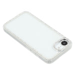 Til iPhone 17e / 16e cover med rhinstenskant, glimmerbagside TPU + PC IMD telefoncover