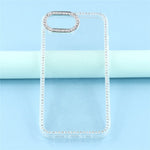 Til iPhone 17e / 16e cover med rhinstenskant, glimmerbagside TPU + PC IMD telefoncover