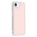 Til iPhone 17e / 16e cover med rhinstenskant, glimmerbagside TPU + PC IMD telefoncover