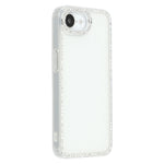 Til iPhone 17e / 16e cover med rhinstenskant, glimmerbagside TPU + PC IMD telefoncover