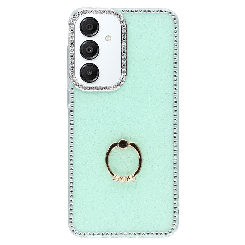 Til Samsung Galaxy A35 5G Cover med Ring Kickstand Rhinestone Kant TPU + PC IMD Telefoncover