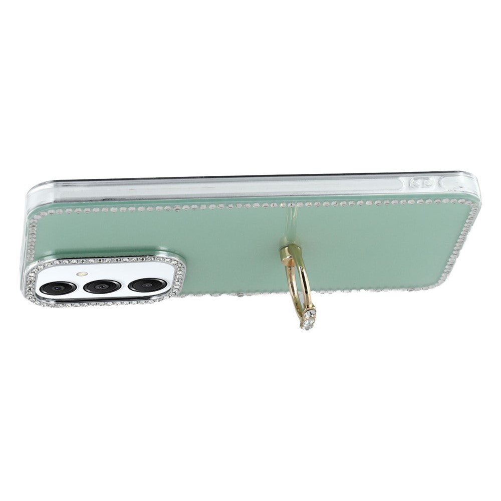 Til Samsung Galaxy A35 5G Cover med Ring Kickstand Rhinestone Kant TPU + PC IMD Telefoncover