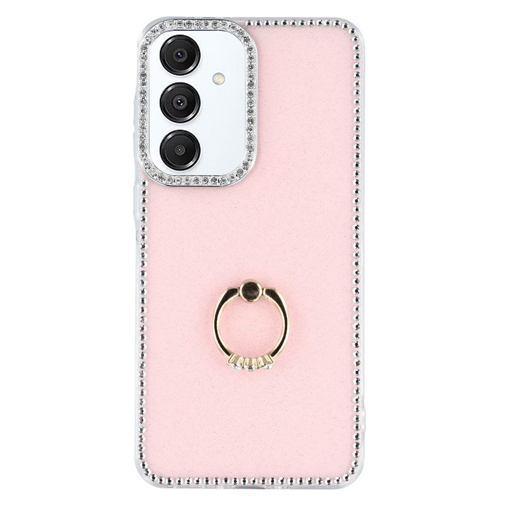 Til Samsung Galaxy A35 5G Cover med Ring Kickstand Rhinestone Kant TPU + PC IMD Telefoncover