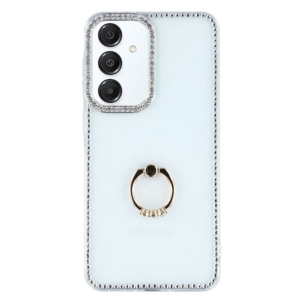 Til Samsung Galaxy A35 5G Cover med Ring Kickstand Rhinestone Kant TPU + PC IMD Telefoncover