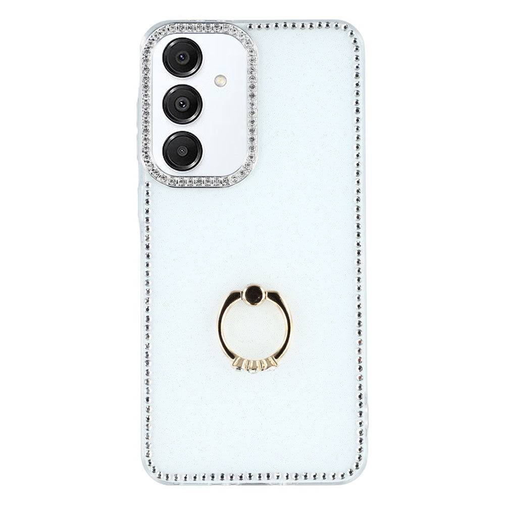 Til Samsung Galaxy A35 5G Cover med Ring Kickstand Rhinestone Kant TPU + PC IMD Telefoncover