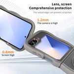 Samsung Galaxy Z Flip7 FE 5G / Z Flip6 5G / Flip5 5G magnetisk cover med spejl, roterende støttefod og bølgekant, TPU + PC-mobilcover