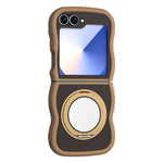 Samsung Galaxy Z Flip7 FE 5G / Z Flip6 5G / Flip5 5G magnetisk cover med spejl, roterende støttefod og bølgekant, TPU + PC-mobilcover