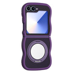 Samsung Galaxy Z Flip7 FE 5G / Z Flip6 5G / Flip5 5G magnetisk cover med spejl, roterende støttefod og bølgekant, TPU + PC-mobilcover