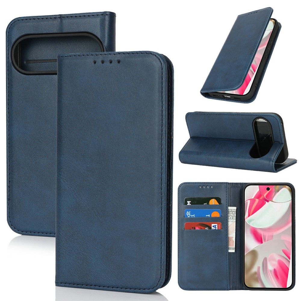 For Google Pixel 10 / 10 Pro Case PU Leather Calf Textured Magnetic Closing Smart Phone Cover