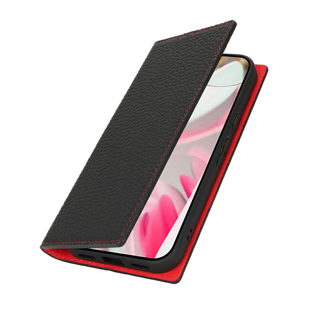 For Google Pixel 10 / 10 Pro Wallet Case Genuine Cow Leather Phone Cover Litchi Texture