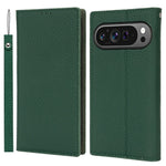 For Google Pixel 10 / 10 Pro Wallet Case Genuine Cow Leather Phone Cover Litchi Texture