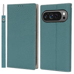 For Google Pixel 10 / 10 Pro Wallet Case Genuine Cow Leather Phone Cover Litchi Texture