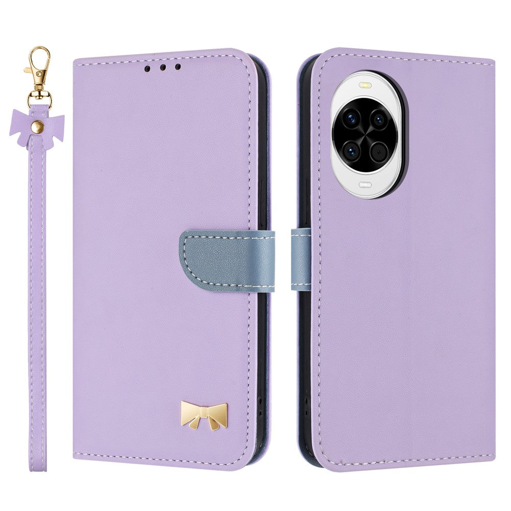 For Huawei nova 14 5G Case Bowknot Decor Wallet Leather Phone Cover with Wrist Strap