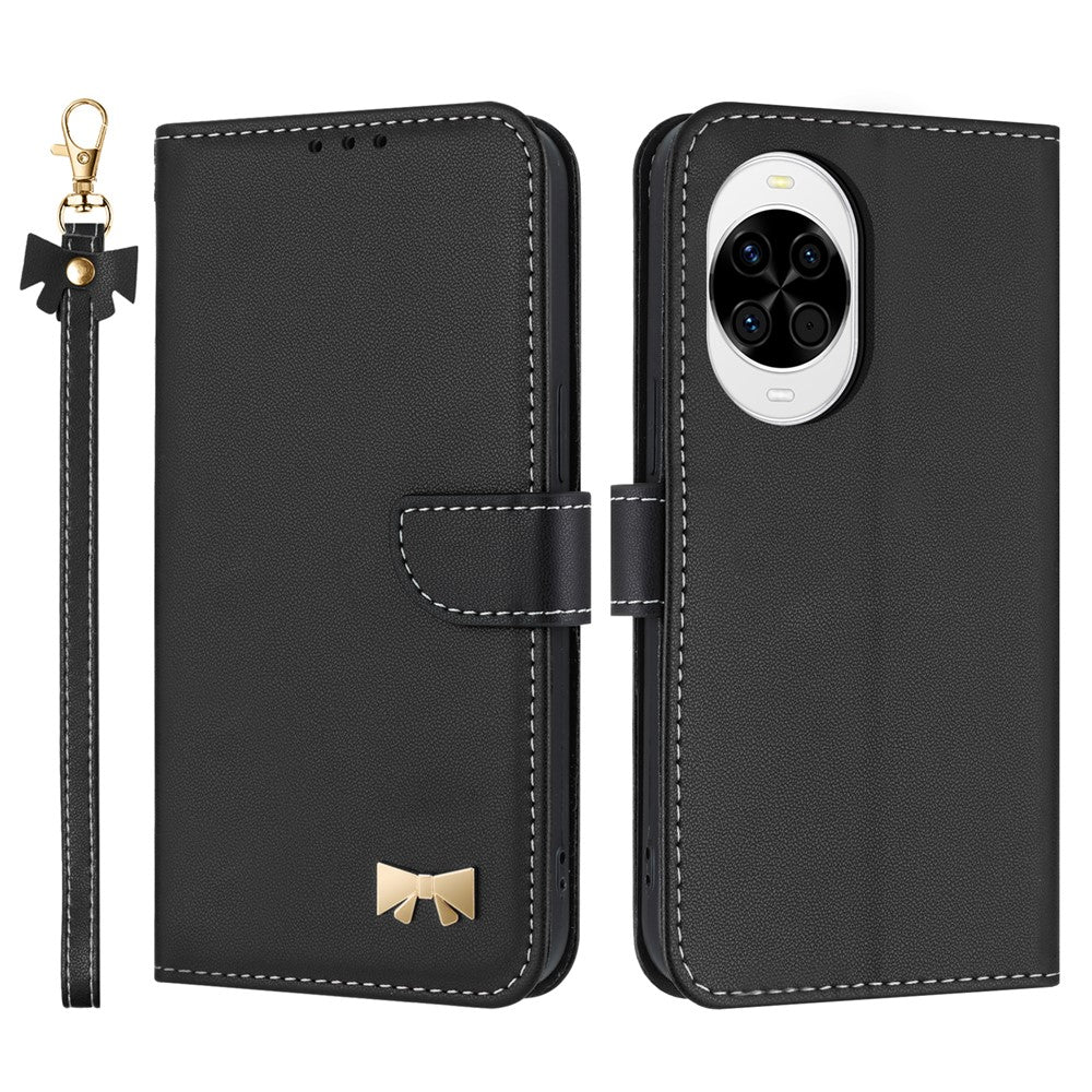 For Huawei nova 14 5G Case Bowknot Decor Wallet Leather Phone Cover with Wrist Strap