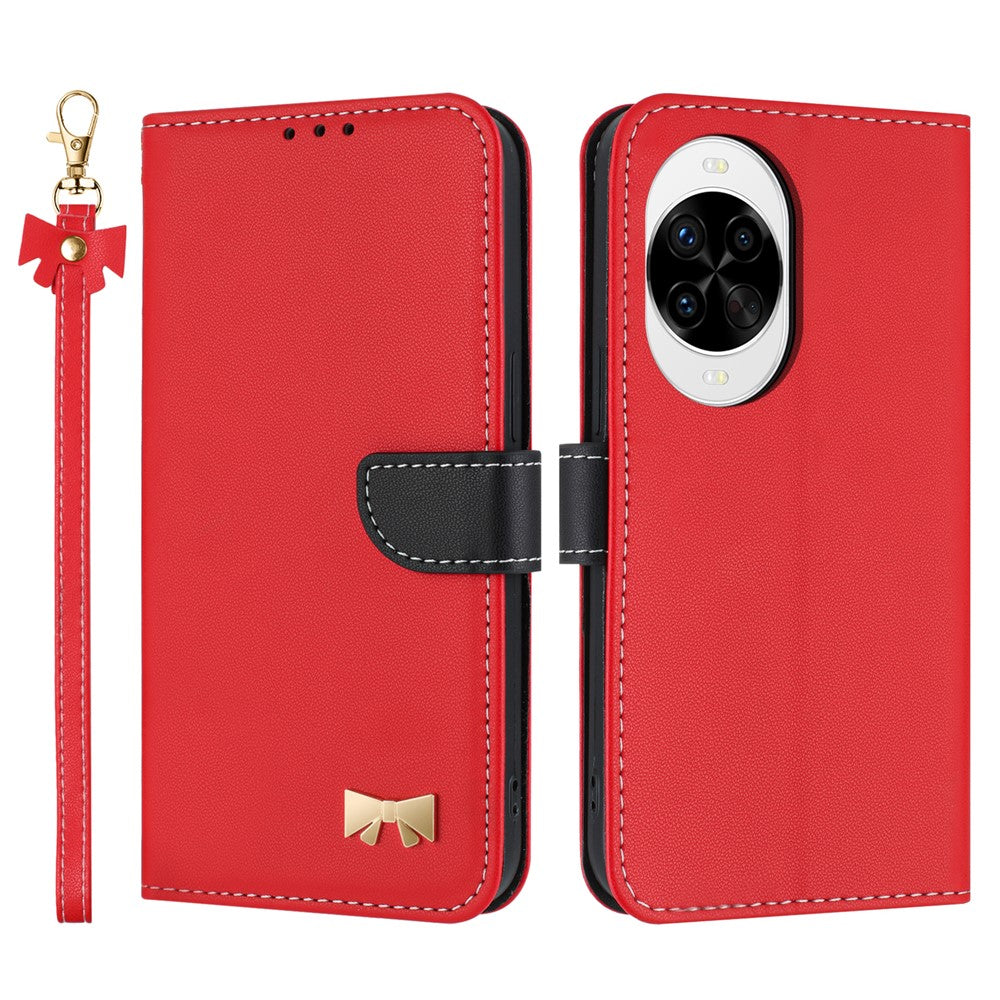 For Huawei nova 14 Pro 5G Case Bowknot Decor Wallet Leather Phone Cover with Wrist Strap