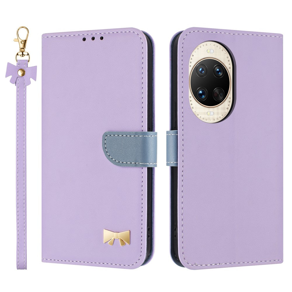 For Huawei nova 14 Ultra 5G Case Bowknot Decor Wallet Leather Phone Cover with Wrist Strap