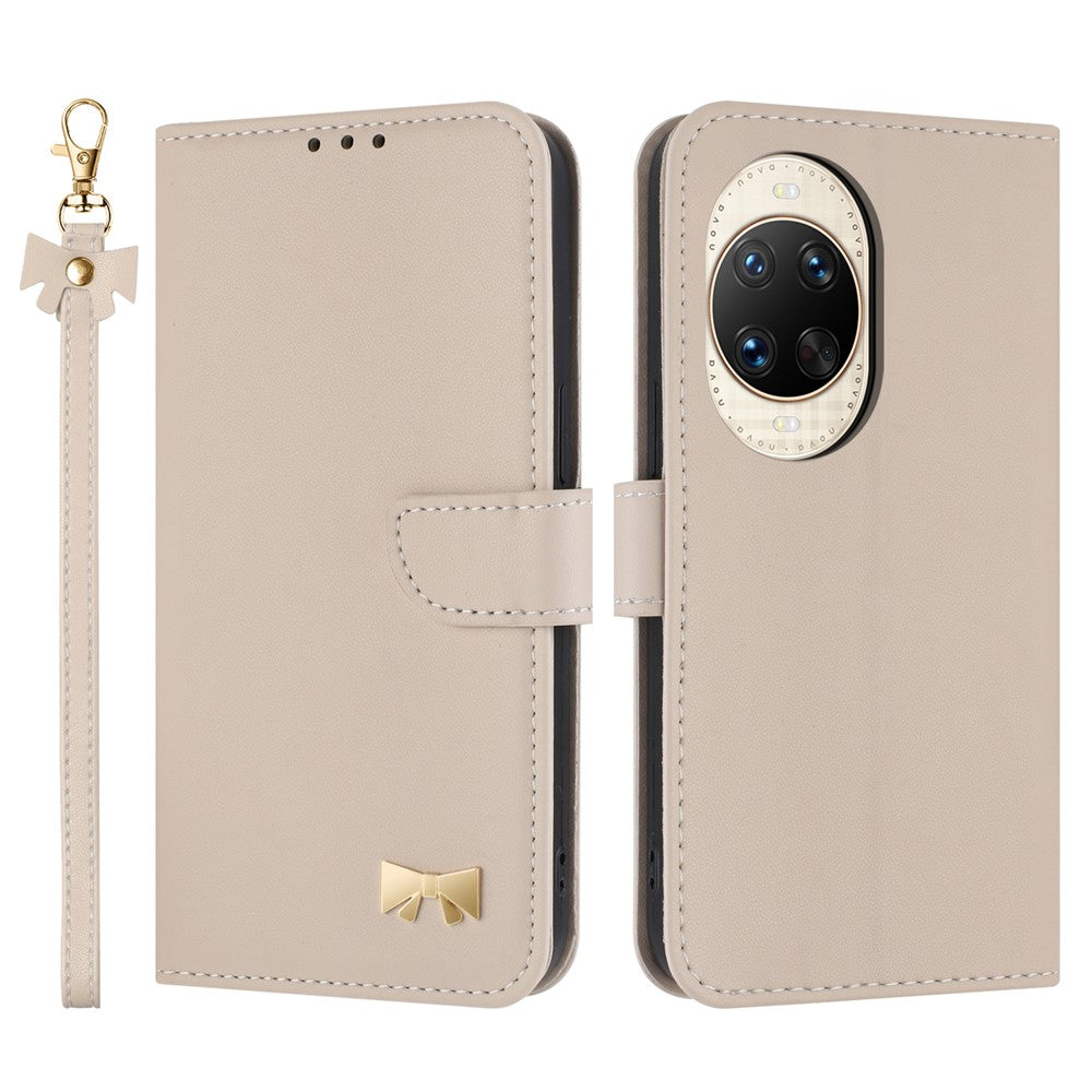 For Huawei nova 14 Ultra 5G Case Bowknot Decor Wallet Leather Phone Cover with Wrist Strap