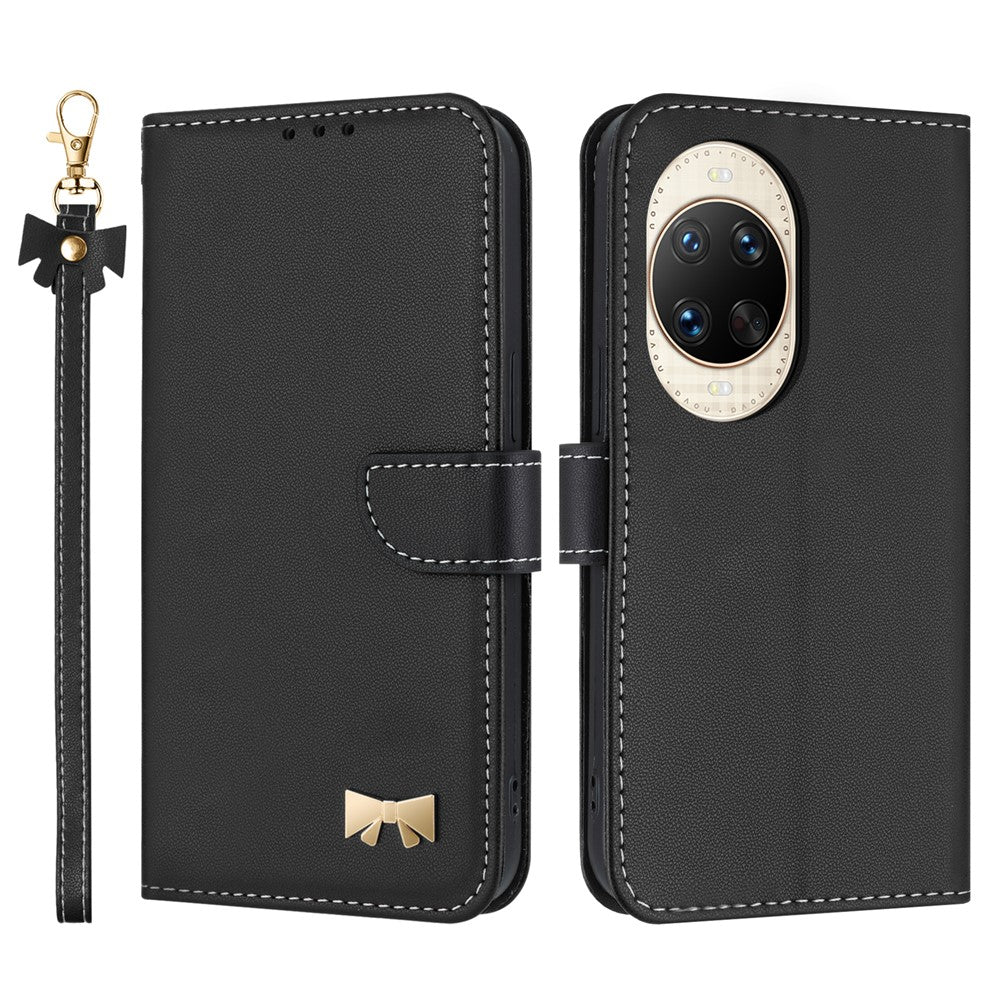 For Huawei nova 14 Ultra 5G Case Bowknot Decor Wallet Leather Phone Cover with Wrist Strap