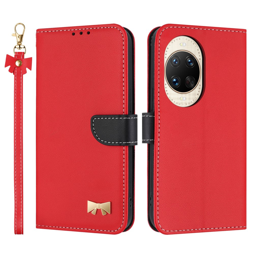 For Huawei nova 14 Ultra 5G Case Bowknot Decor Wallet Leather Phone Cover with Wrist Strap