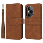 For Honor 400 Pro 5G (Global) Case Wallet Skin-Touch Leather Imprinted Phone Cover with Wrist Strap