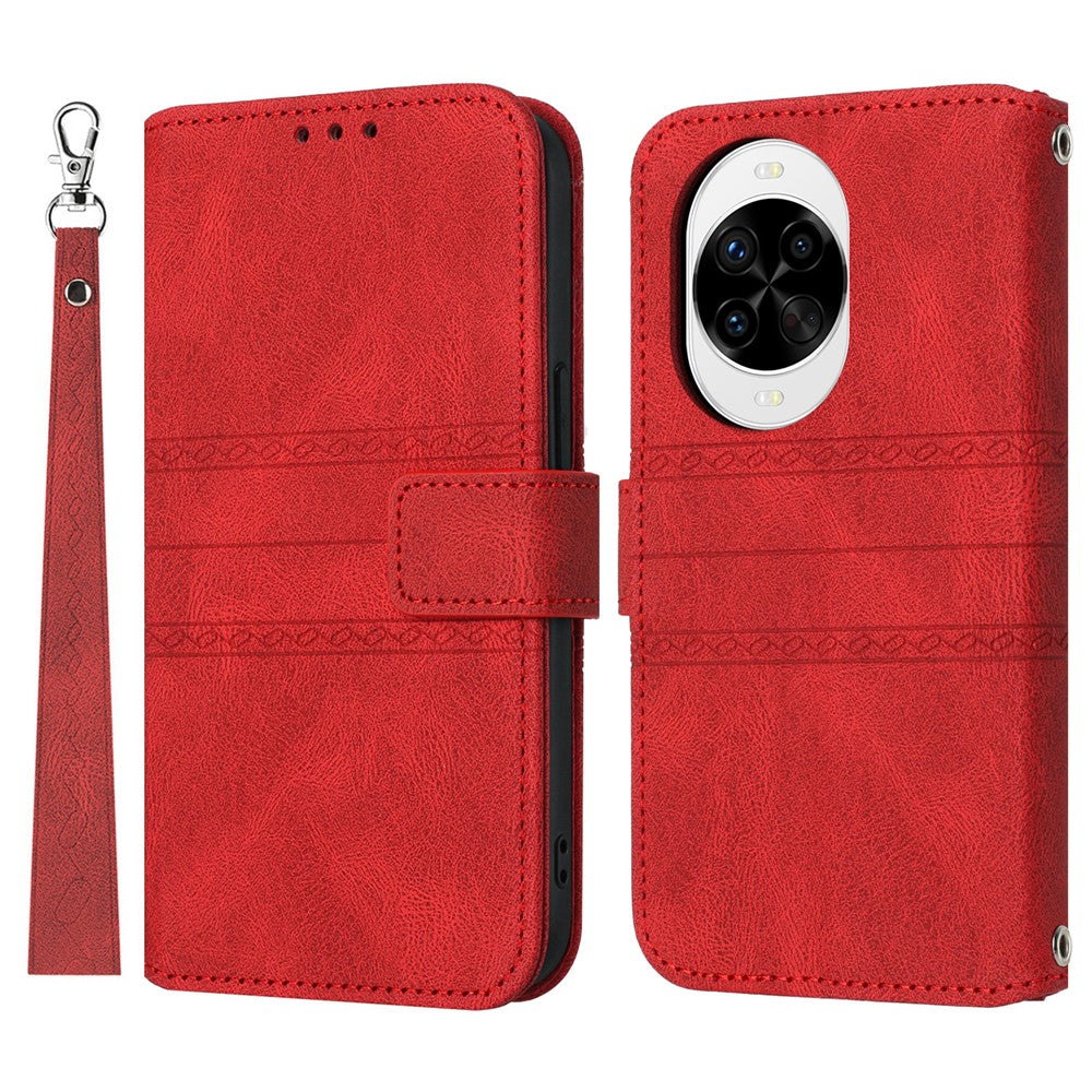 For Huawei nova 14 Pro 5G Case Wallet Skin-Touch Leather Imprinted Phone Cover with Wrist Strap