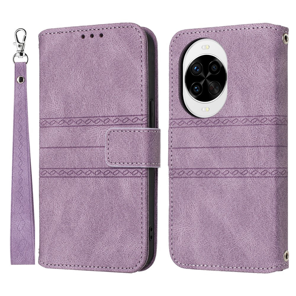 For Huawei nova 14 Pro 5G Case Wallet Skin-Touch Leather Imprinted Phone Cover with Wrist Strap