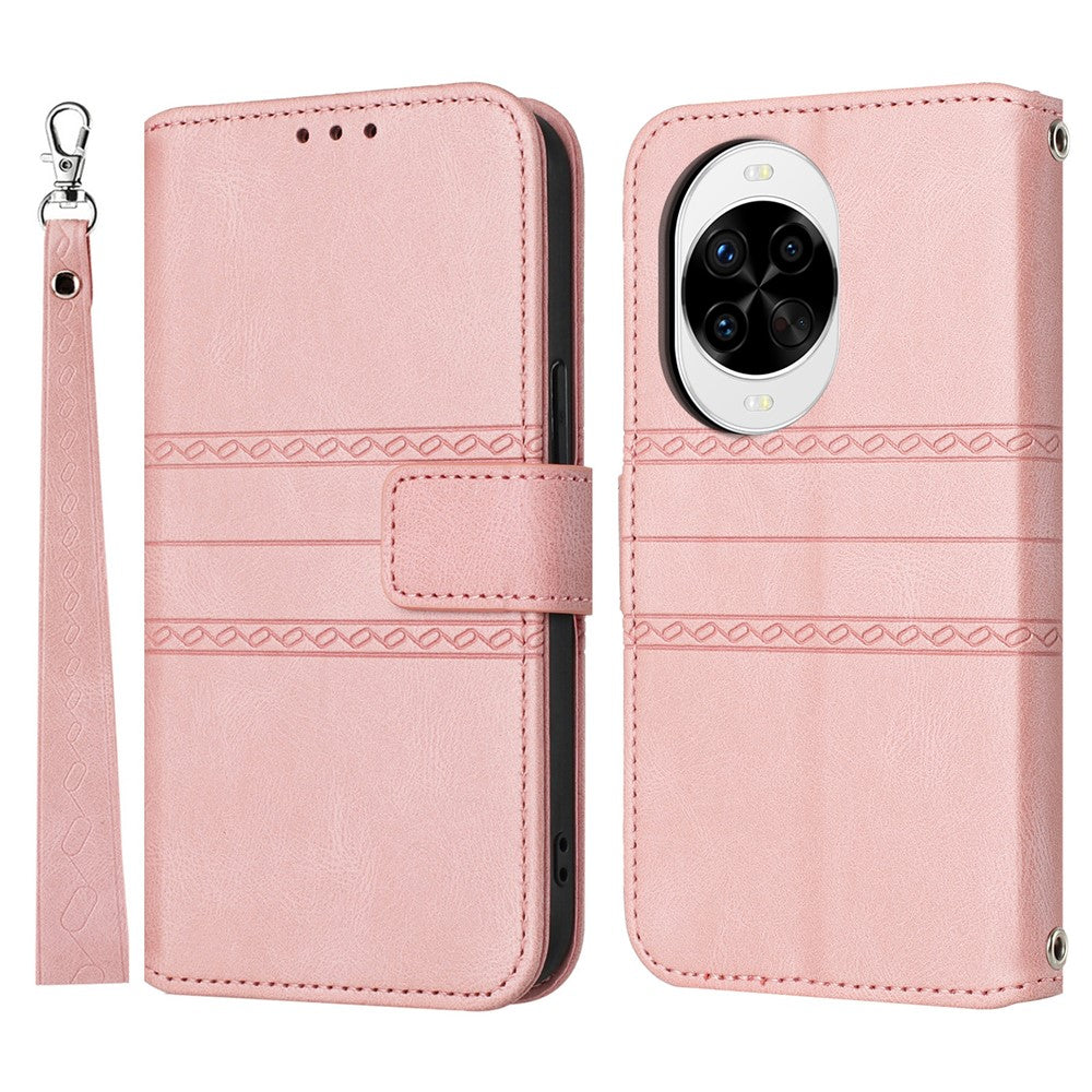 For Huawei nova 14 Pro 5G Case Wallet Skin-Touch Leather Imprinted Phone Cover with Wrist Strap