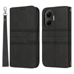 For Xiaomi Poco F7 5G / Redmi Turbo 4 Pro 5G Case Wallet Skin-Touch Leather Imprinted Phone Cover with Wrist Strap