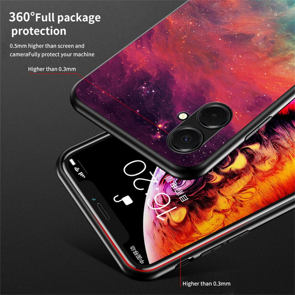 Samsung Galaxy A08 5G / A08 4G / A07 4G / A07s 4G-cover i hærdet glas med stjernemønster