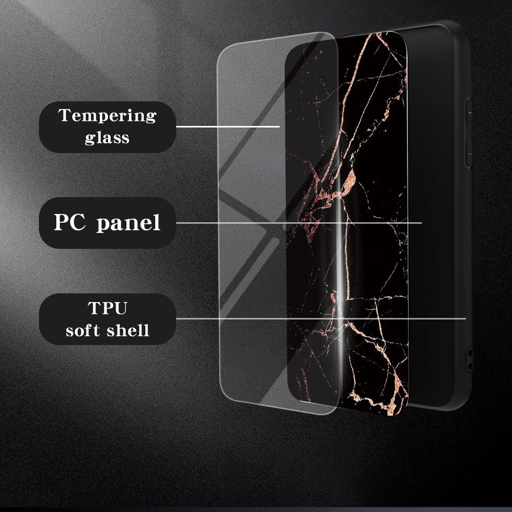 For Samsung Galaxy A18 5G / A18 4G / A17 5G / A17 4G / A26 5G Case Marble Pattern Tempered Glass + PC + TPU Protective Phone Cover