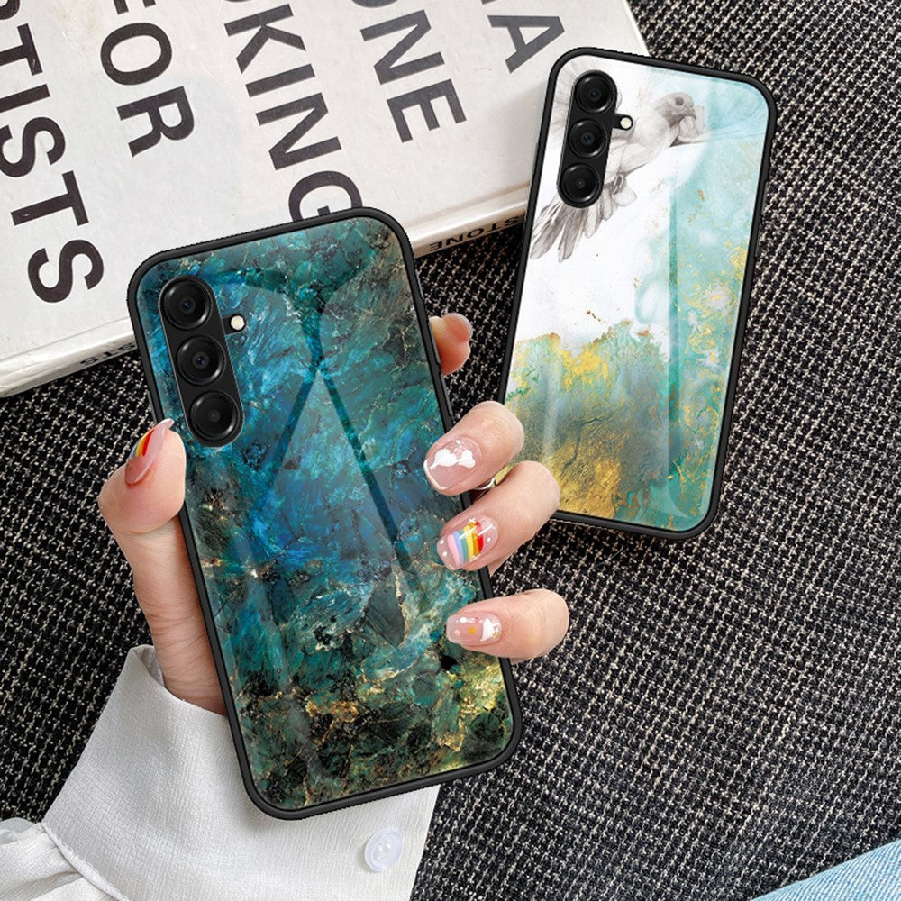 For Samsung Galaxy A18 5G / A18 4G / A17 5G / A17 4G / A26 5G Case Marble Pattern Tempered Glass + PC + TPU Protective Phone Cover