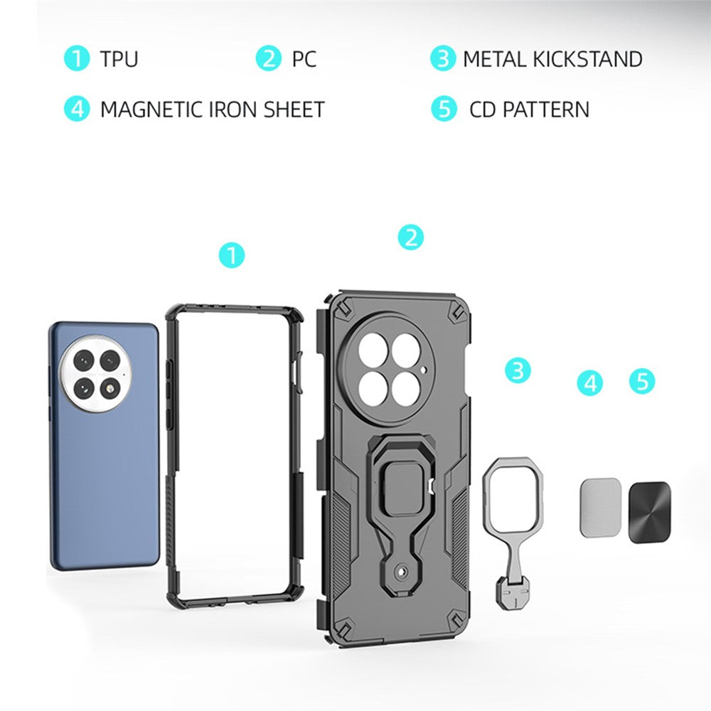 OnePlus 13-skal, roterbart ringstöd, PC + TPU, stötsäkert mobilskal