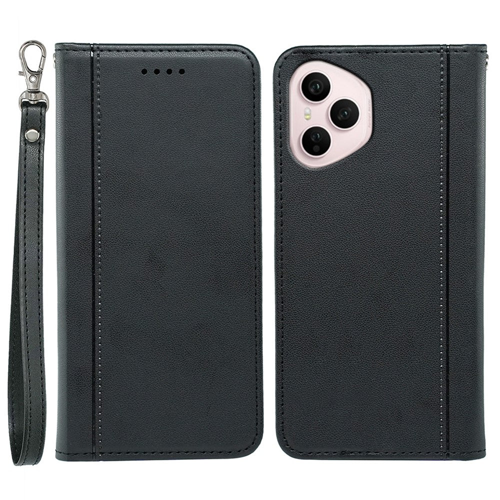 For Honor 400 Pro 5G (Global) Wallet Case Magnetic Closing PU Leather Phone Cover with Wrist Strap