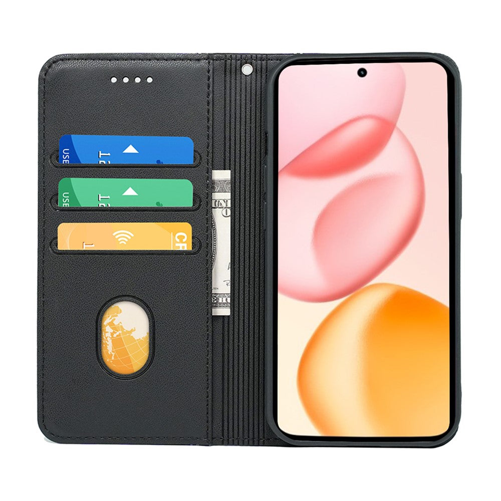 For Honor 400 Pro 5G (Global) Wallet Case Magnetic Closing PU Leather Phone Cover with Wrist Strap