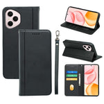 For Honor 400 Pro 5G (Global) Wallet Case Magnetic Closing PU Leather Phone Cover with Wrist Strap