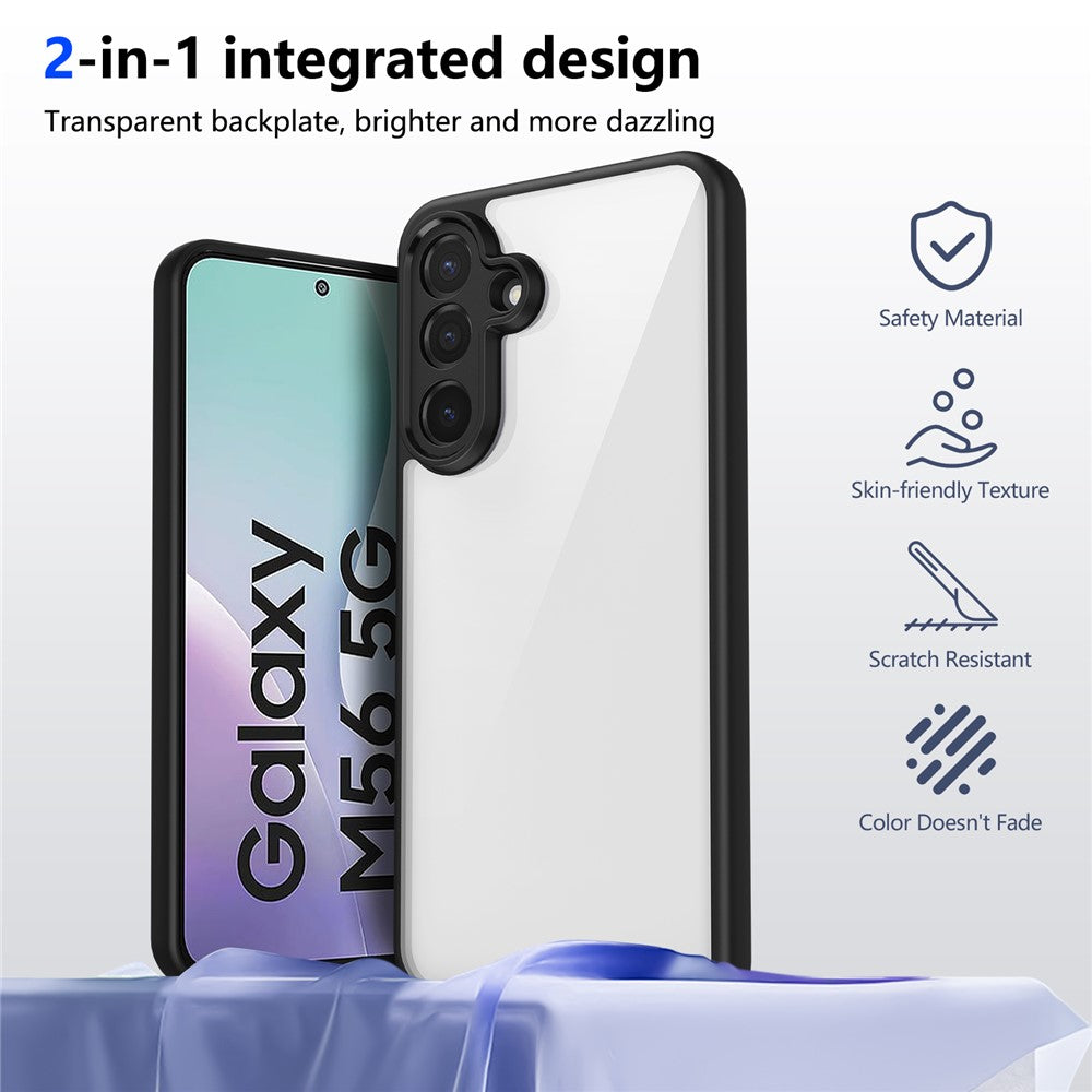 Til Samsung Galaxy M56 5G Cover Mat Hudfølelse Gennemsigtig PC + TPU Stødsikkert Telefonbagcover