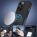 WANLONFENG til iPhone 14 Pro etui, kompatibel med MagSafe, TQ Series, kulfibertekstur, PC TPU-telefoncover