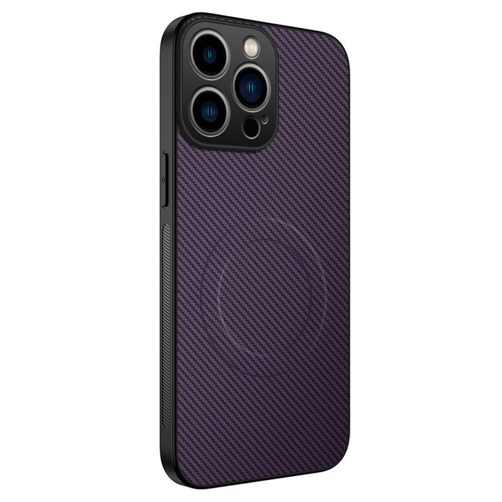 WANLONFENG til iPhone 14 Pro etui, kompatibel med MagSafe, TQ Series, kulfibertekstur, PC TPU-telefoncover