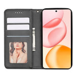 For Honor 400 Pro 5G (Global) Wallet Phone Case Checkered Pattern Imprint Leather Flip Cover with Wrist Strap
