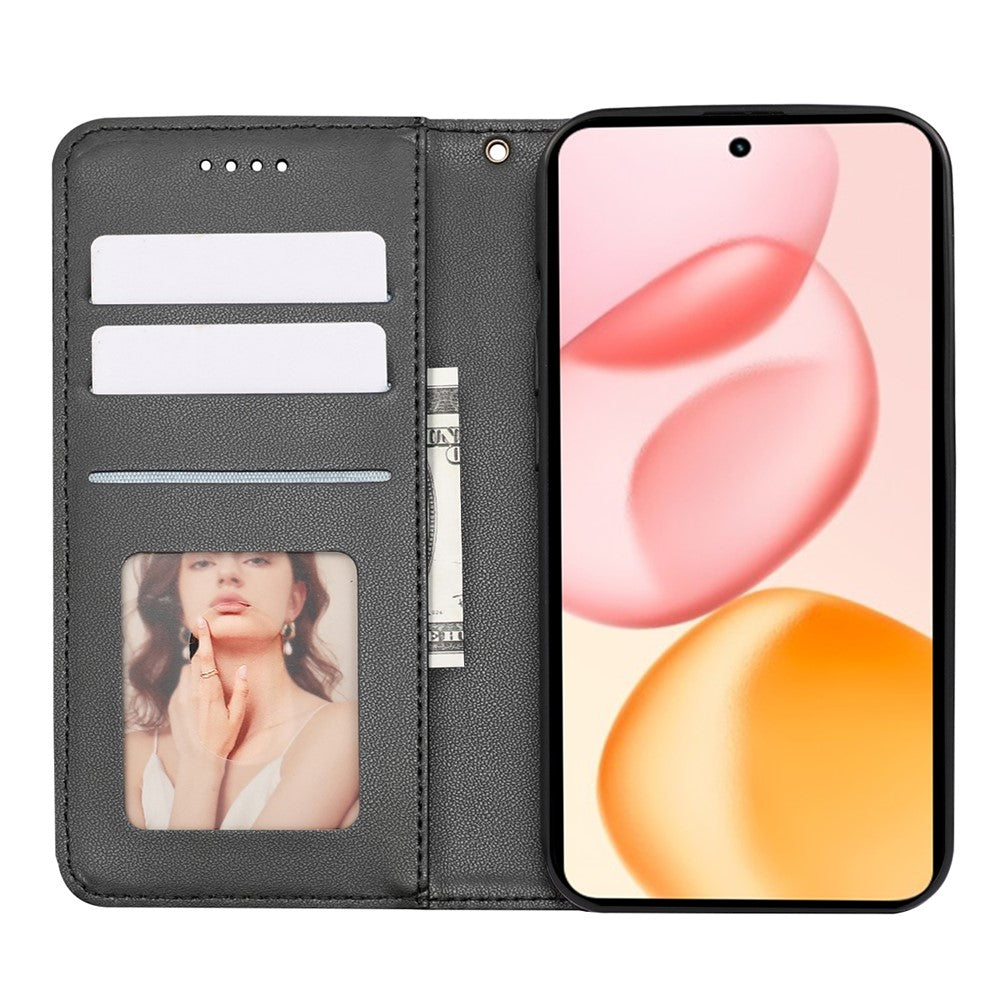 For Honor 400 Pro 5G (Global) Wallet Phone Case Checkered Pattern Imprint Leather Flip Cover with Wrist Strap