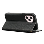For Honor 400 Pro 5G (Global) Wallet Phone Case Checkered Pattern Imprint Leather Flip Cover with Wrist Strap