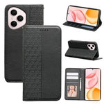 For Honor 400 Pro 5G (Global) Wallet Phone Case Checkered Pattern Imprint Leather Flip Cover with Wrist Strap