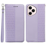 For Honor 400 Pro 5G (Global) Wallet Phone Case Checkered Pattern Imprint Leather Flip Cover with Wrist Strap