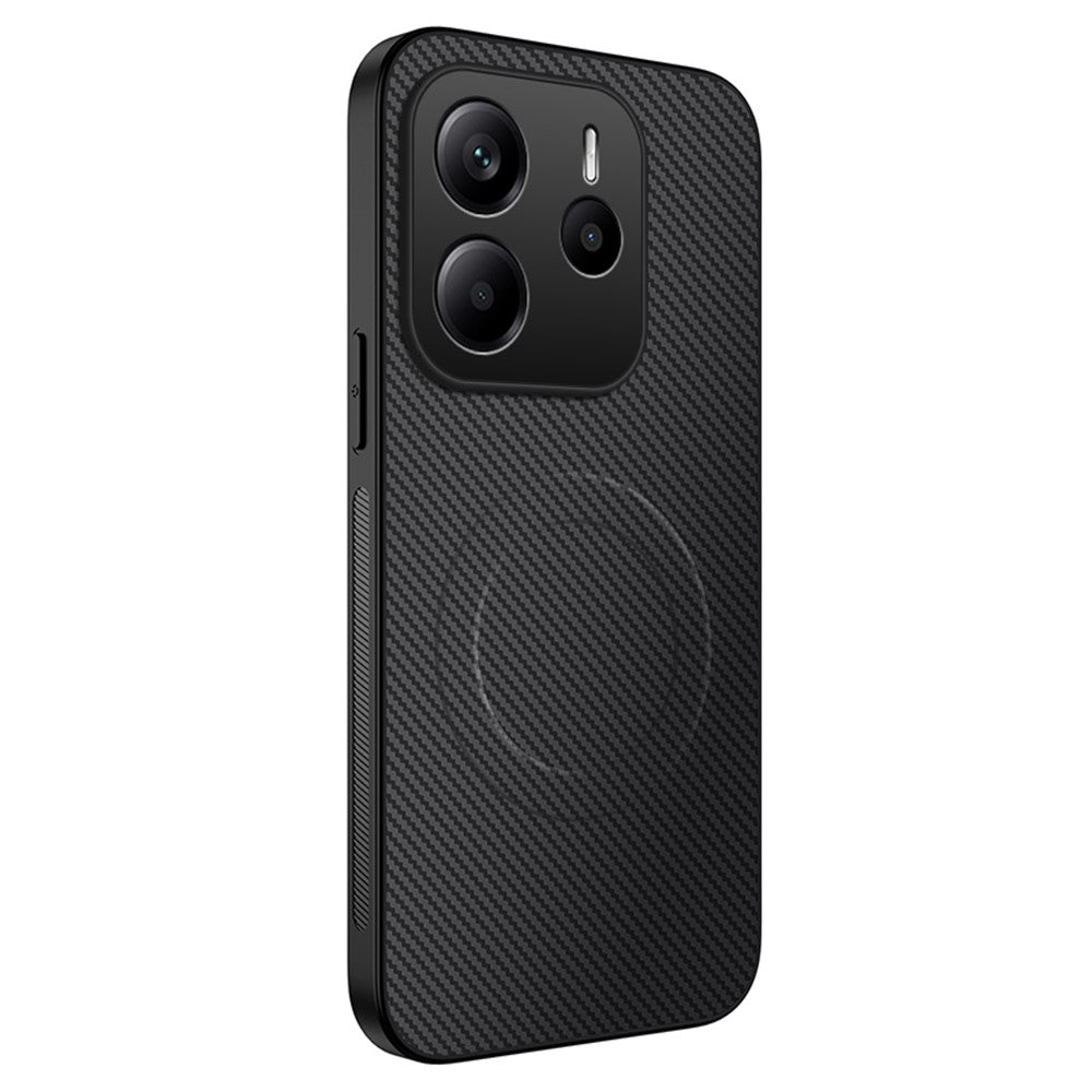 WANLONFENG For Xiaomi Redmi Note 14 5G Magnetic Case  TQ Series Carbon Fiber Texture PC TPU Phone Cover