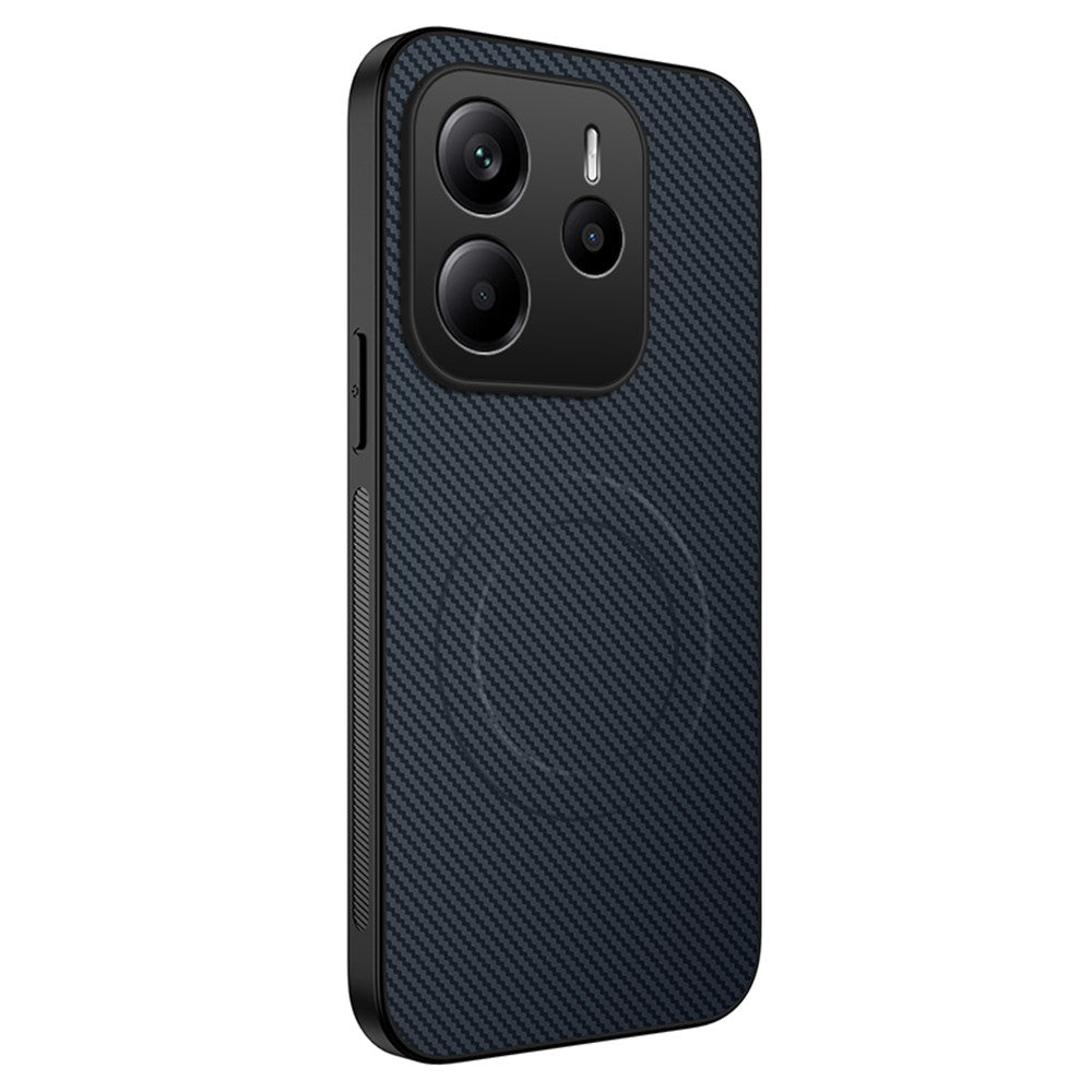 WANLONFENG For Xiaomi Redmi Note 14 5G Magnetic Case  TQ Series Carbon Fiber Texture PC TPU Phone Cover