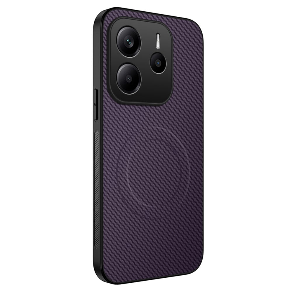 WANLONFENG For Xiaomi Redmi Note 14 5G Magnetic Case  TQ Series Carbon Fiber Texture PC TPU Phone Cover