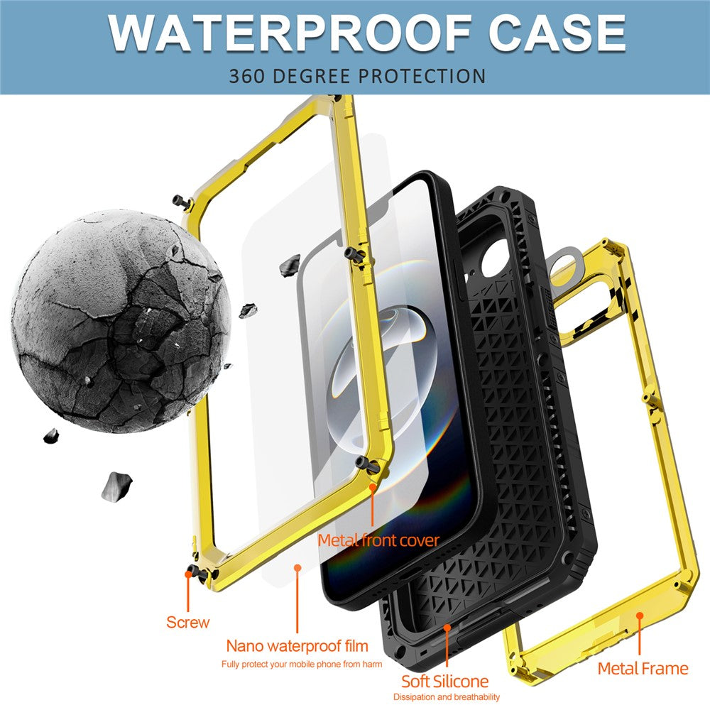 IP68 Waterproof Phone Case for iPhone 17e / 16e Metal + Silicone Cover with Screen Protector
