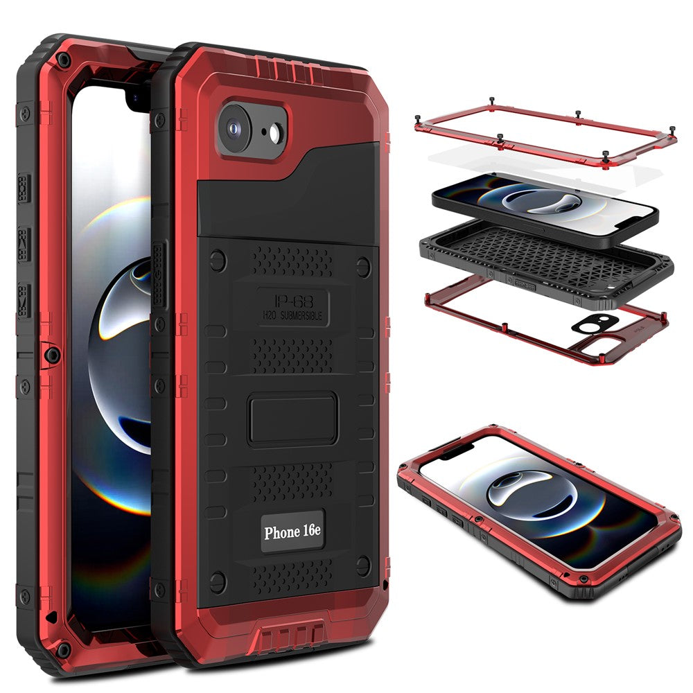 IP68 Waterproof Phone Case for iPhone 17e / 16e Metal + Silicone Cover with Screen Protector